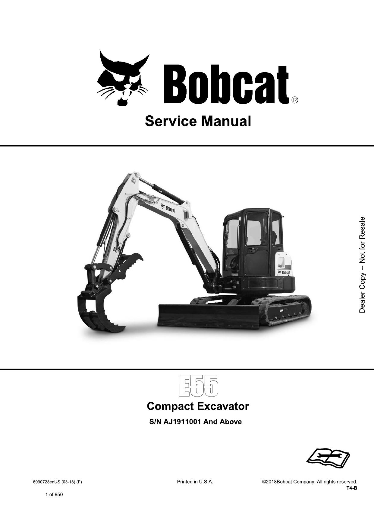 E55 Compact Excavator Service Manual Bobcat